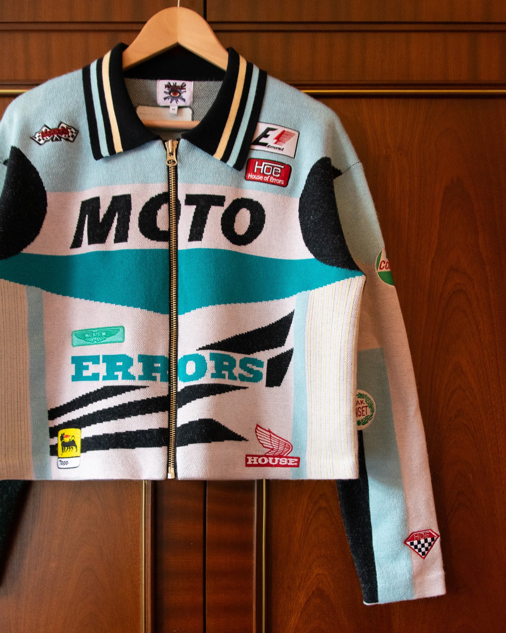 KNITTED MOTO JACKET IN NEPTUNE