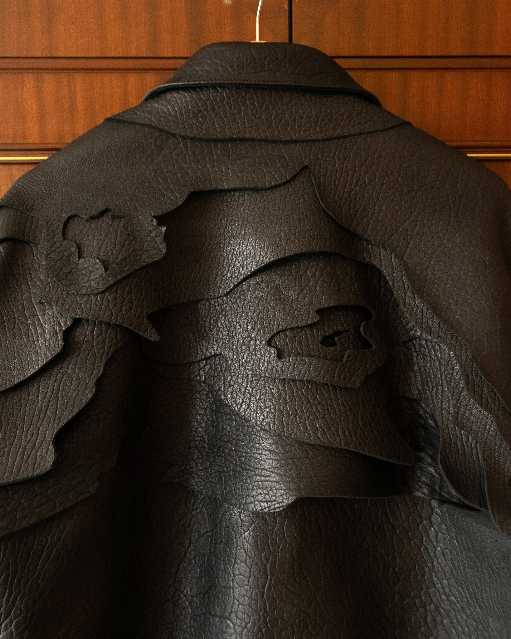 BLACK LEATHER TOPO JACKET