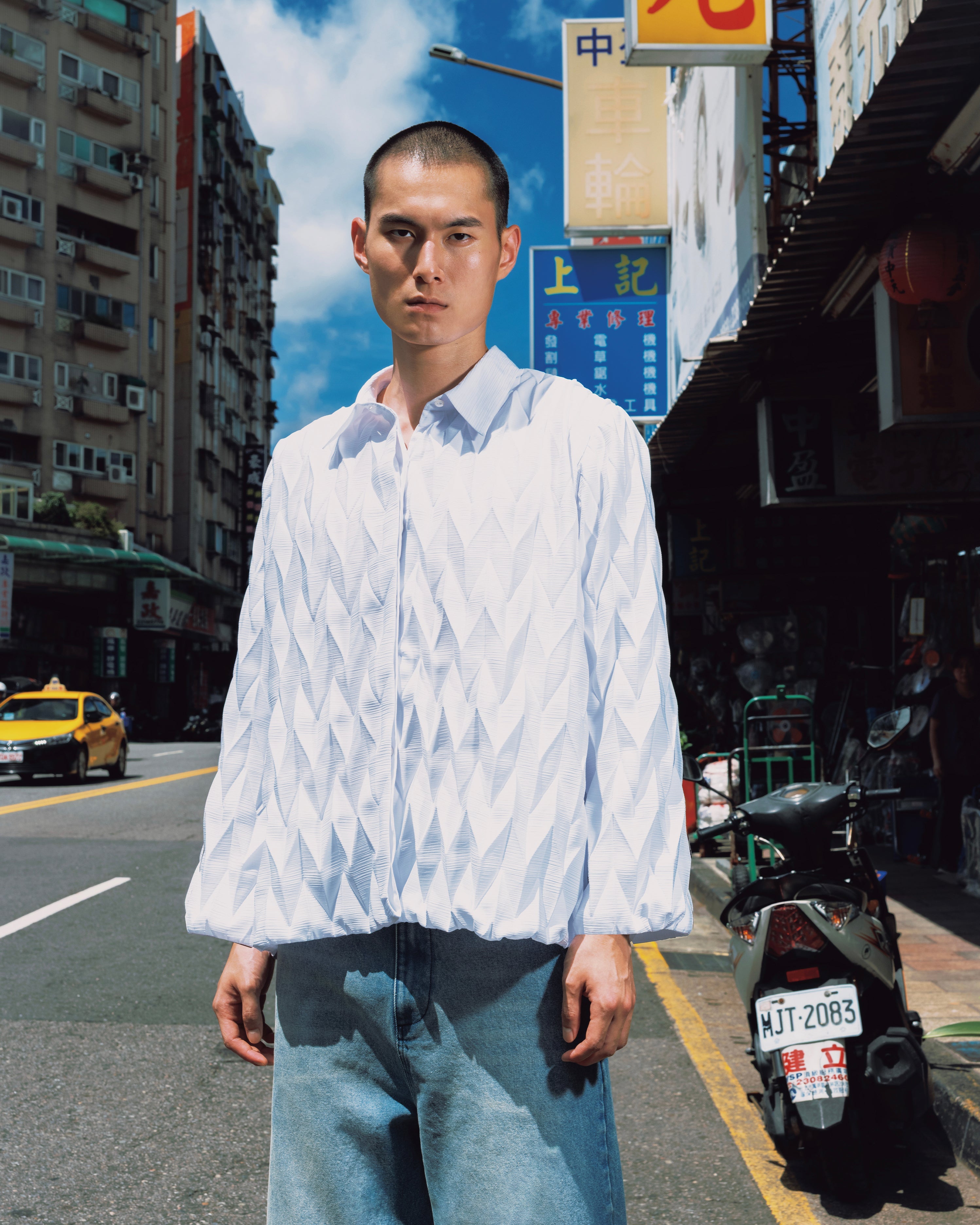 PLEATED CREPE SHIRT