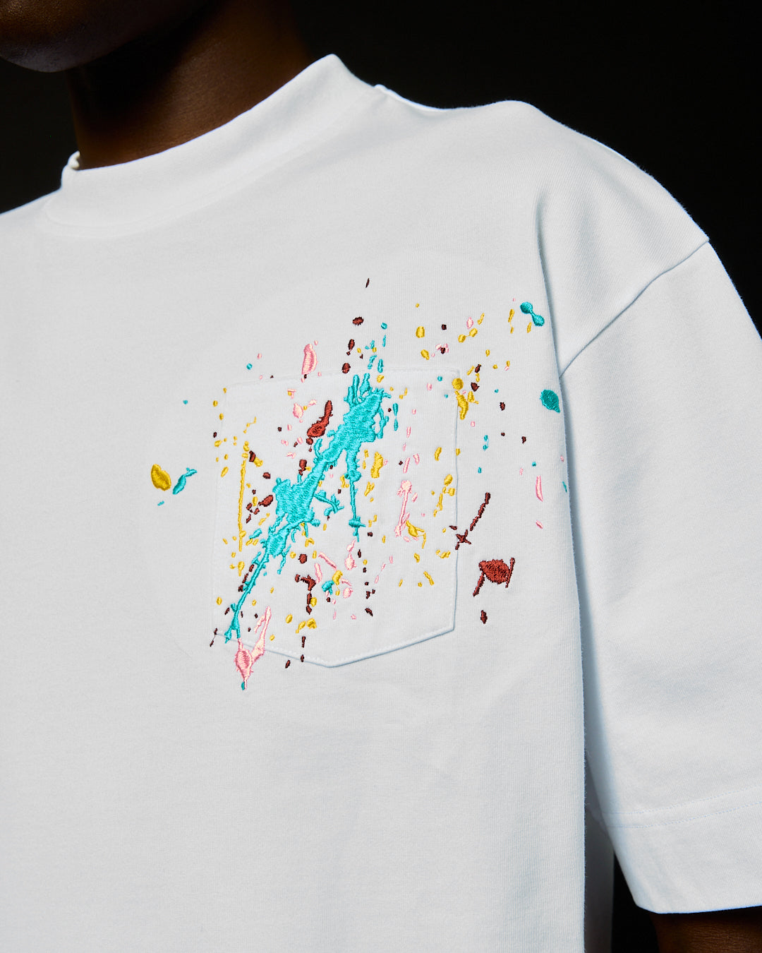 EMBROIDERED PAINT SPLATTER TEE