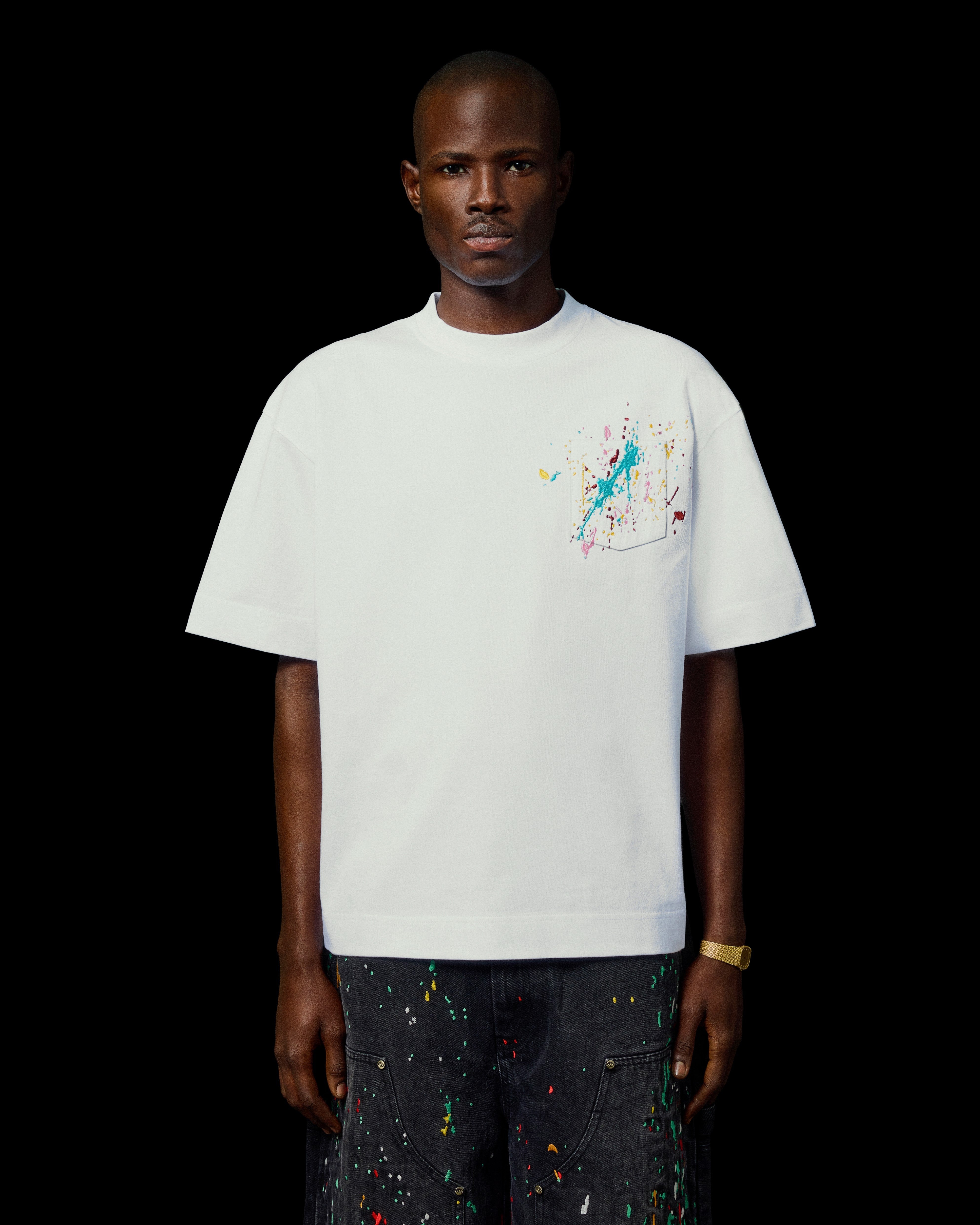 EMBROIDERED PAINT SPLATTER TEE