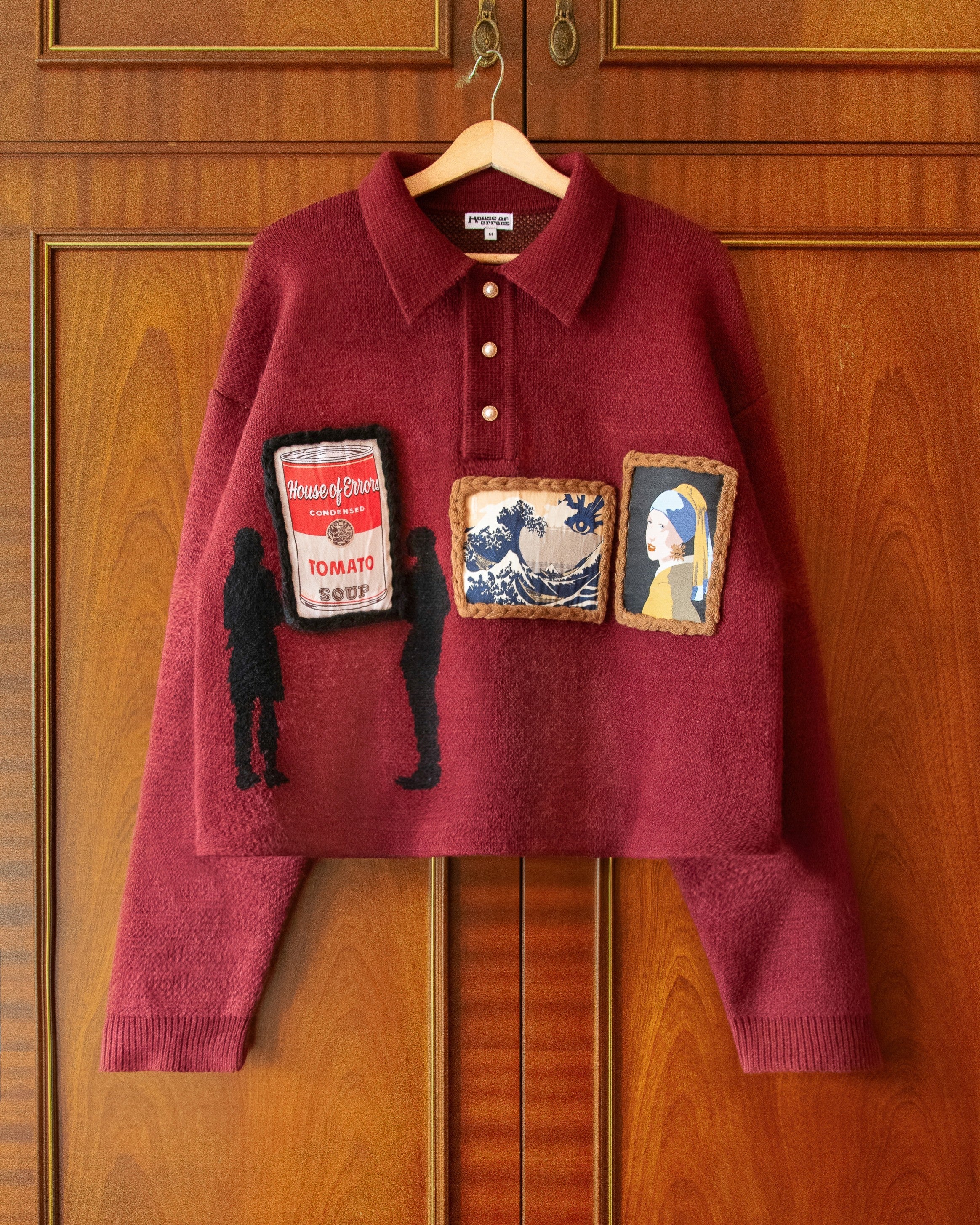 KNITTED GALLERY SWEATER IN BURGUNDY