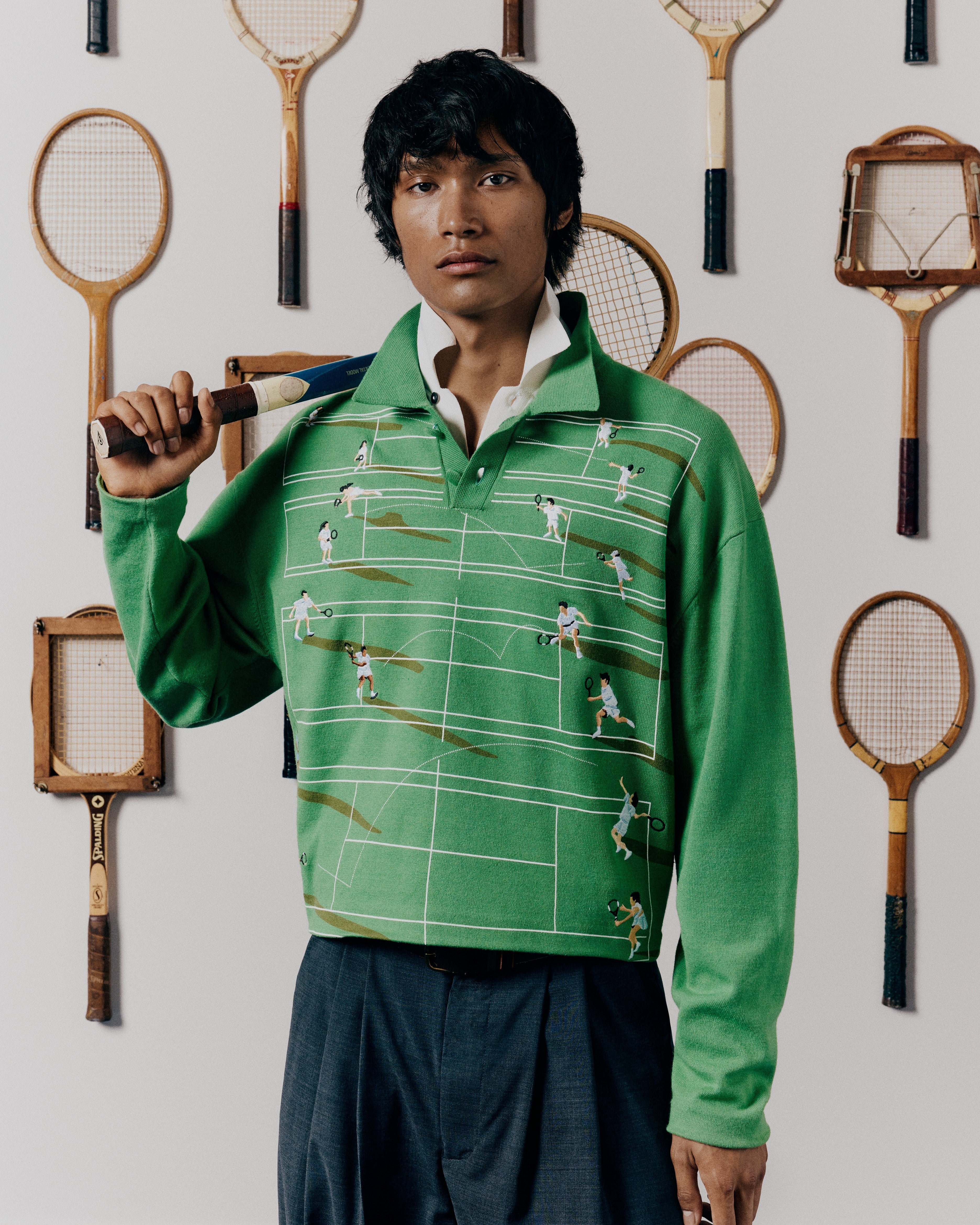 FINE KNIT TENNIS SWEATER