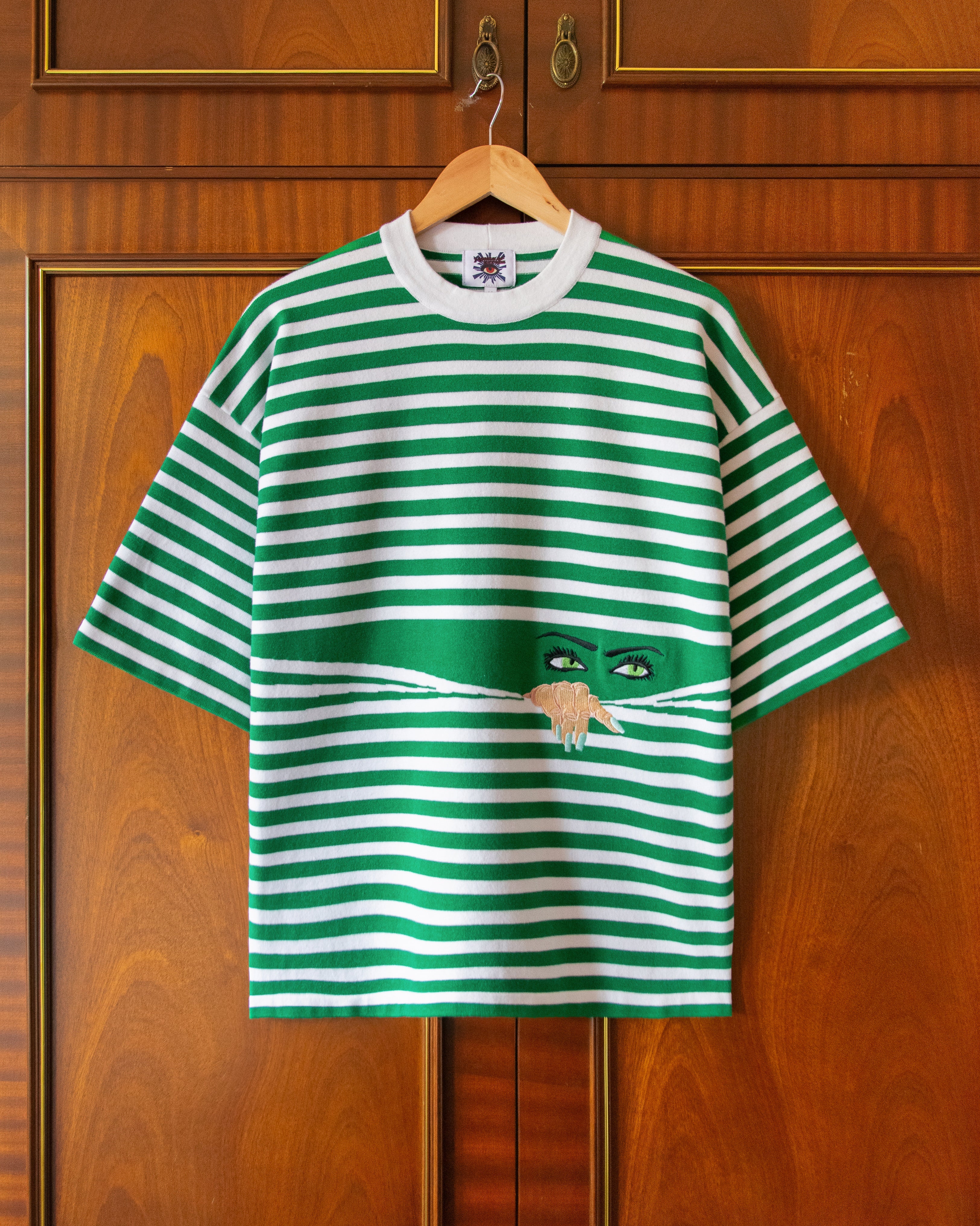 KNITTED PEEPING TEE IN GREEN