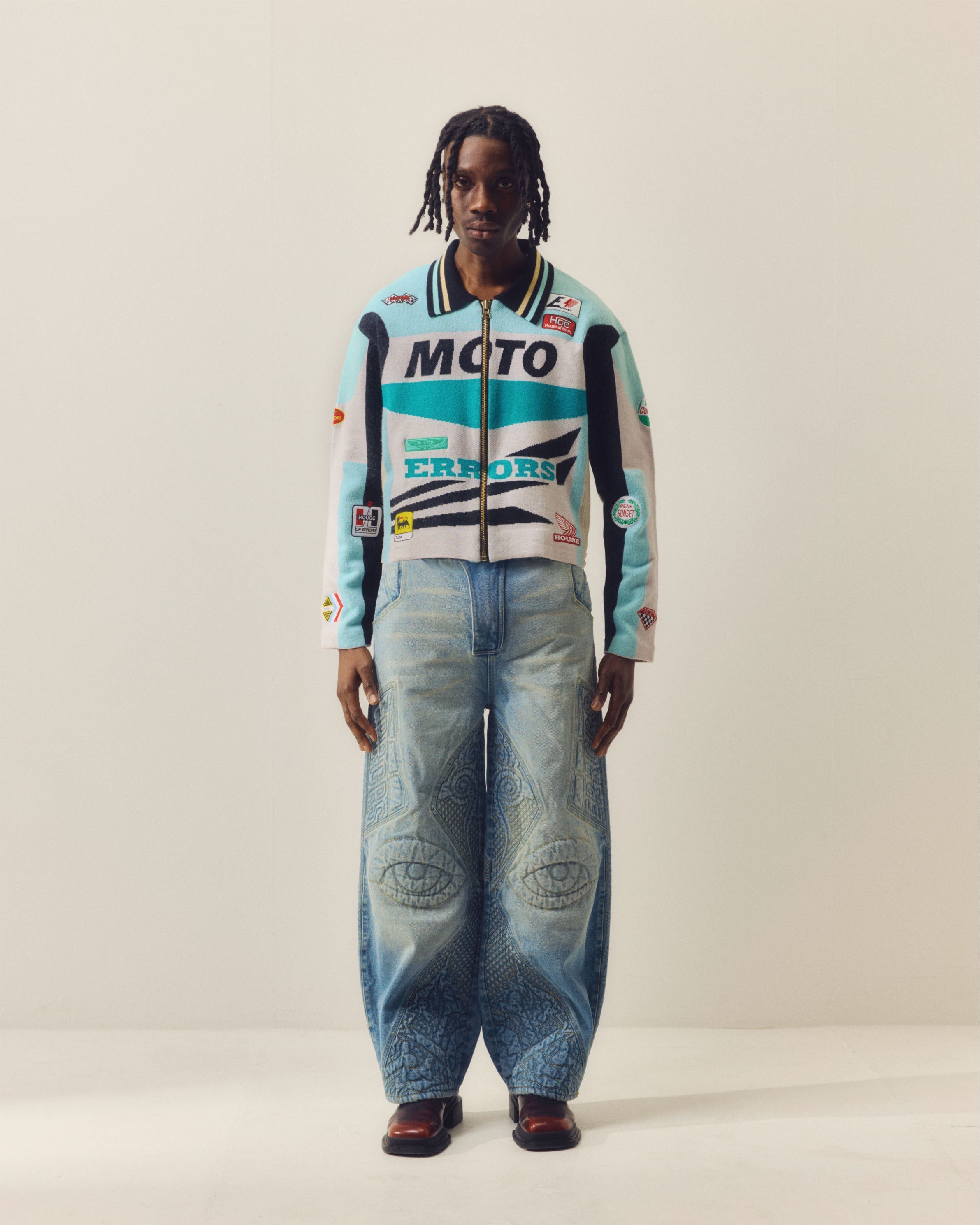 KNITTED MOTO JACKET IN NEPTUNE