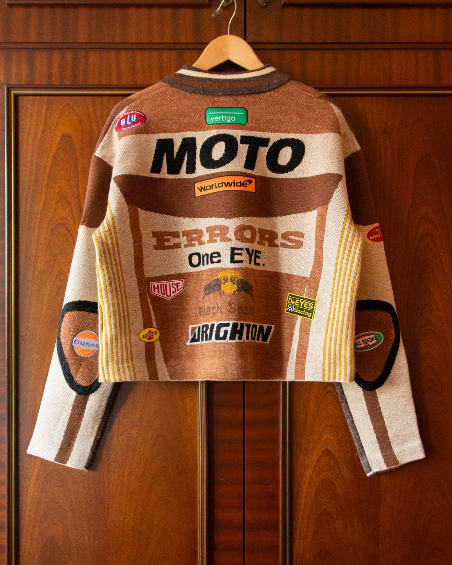 KNITTED MOTO JACKET IN BROWN